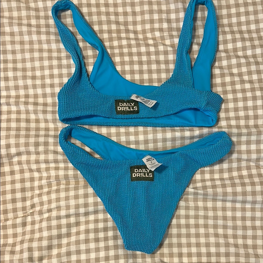 Daily Drills Vibrant Blue Textured Bikini
